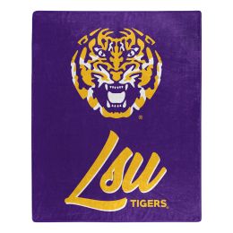 LSU OFFICIAL NCAA "Signature" Raschel Throw Blanket