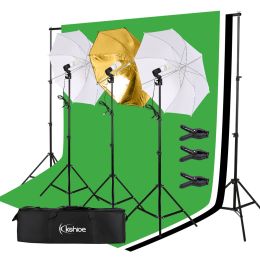 45W Photo Photography Umbrella Lighting Kit Studio Light Bulb Non-Woven Fabric Backdrop Stand