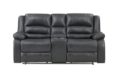 Martin Manual Reclining Loveseat finished with Faux Leather/ Wood in Gray