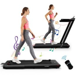 2.25HP 2 in 1 Folding Treadmill with APP Speaker Remote Control and  LED Display (Color: Black)