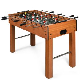 Family Fun Games Indoor/Outdoor Competition Game Soccer Table (Color: Brown A, Type: 48 In)