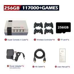 Super Console X Cube Retro Game Console Support 117000 Video Games 70 Emulators for PSP/PS1/DC/N64/MAME with Gamepads (Bundle: US PLUG, Color: 256G wireless-4)